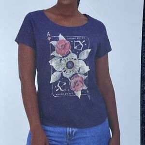 Lucky Brand Women's S Graphic Tee Mood Indigo e0836